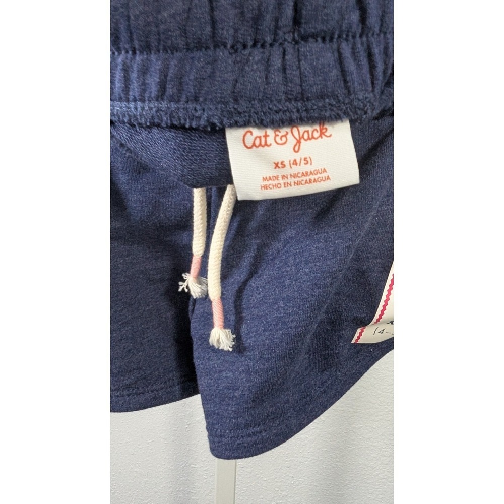 Cat & Jack Girls XS 4/5 Nightfall Blue Knit Drawstring Shorts NWT Heathered - Picture 3 of 4